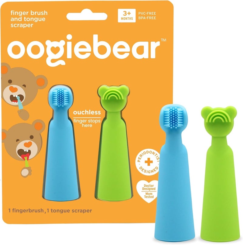 oogiebear Baby Finger Brush & Tongue Scraper - Gentle Oral Care, Soft Silicone, BPA-Free, for Infants & Toddlers - Image 1
